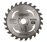 Draper 26194 TCT Construction - Hoja de sierra circular, 216 x 30 mm, 24T, plata, talla única
