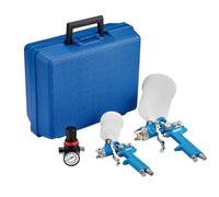 Draper 28374 HVLP - Kit de Pistola pulverizadora de Pintura de Aire (7 Piezas), Plateado y Azul