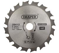 Draper 29412 Hoja De Sierra Circular Multiusos TCT, 185 X 25.4Mm, 16T