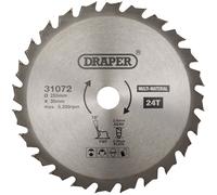 Draper 31072 TCT Multiusos Hoja de Sierra Circular, 255 x 30mm, 24T