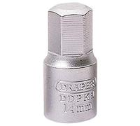 Draper 38327 Llave hexagonal de drenaje para Lancia, Mercedes, caja de cambios y sumidero, unidad cuadrada de 3/8", 14 mm, azul