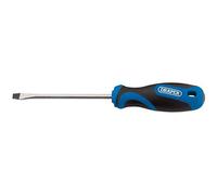 Draper 48922 Destornillador de ranura lisa con mango de agarre suave, 5 mm x 100 mm, azul