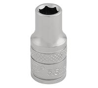 Draper 5.5mm 0.6cmD 6 Punto Enchufe Estándar Largo Acabado Satén Estriado Anillo