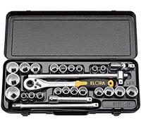 Draper 770-oklamu 1/2-inch cuadrado de vaso Elora Métricas e imperiales, azul, juego de 28