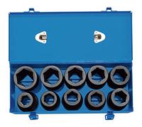Draper 83283 Juego de llaves de impacto profundo Dr. Combined MM/AF de 1" en caja de metal (10 piezas)