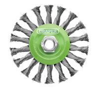 Draper Acero Inoxidable Cerdas Trenzadas Alambre Plano Cepillo Rueda 115mm M14 -