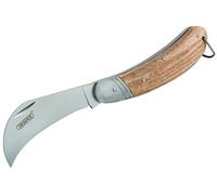 Draper Cuchillo en ciernes con mango de roble | Cuchillo plegable de acero inoxidable | Cuchillo de jardín de una sola hoja | Herramientas de jardinería | 17558, marrón