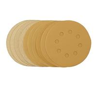 Draper Discos de lijado dorados 60161 con gancho y bucle, 125 mm, grano surtido - 120G, 180G, 240G, 320G, 400G (paquete de 10)