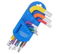 Draper Experto Métrico Brazo Corto Bola Extremo Hex Llave Set Color Codificado 9