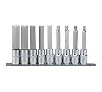 Draper H-HEX/9/100 cuadrada larga métrica hexagonal Socket Bit Set, Azul, 100 mm (1/2, Set de 9 piezas