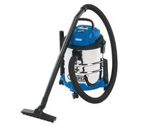 Draper Limpiador de vacío húmedo y seco de 1250 W, 20 L, manguera flexible de 1,5 m y accesorios, flujo de aire máximo de 25 l/s, presión de vacío de 15 kPa, limpieza de alfombras para el hogar,