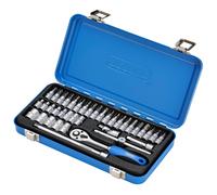 Draper Métrico Enchufe Set En Caja Metal 0.6cmD 38 Piezas 6 Punto Accesorios