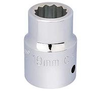 Draper T-MM/B - Llave de vaso de 12 puntas (19 mm), azul, 19 mm