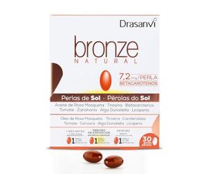 DRASANVI Acelerador de bronceado | Betacarotenos | Protege la Piel de Rayos UVA y Previene el Envejecimiento|Rosa de Mosqueta,Tomate, Zanahoria y Alga Dunaliella, Vitamina E, Licopeno, Luteína|30dias