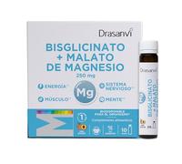 Drasanvi Bisglicinato de Magnesio + Malato de Magnesio 250 mg | Magnesio Líquido Alta Absorción | 10 Viales Bebibles 25 ml | Energía, Músculos y Sistema Nervioso | Sabor Melocotón | Vegano