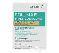 Drasanvi Colageno Complex + Acido Hialuronico, Vitamina C, Biotina | Colágeno Marino Hidrolizado 5 tipos |Acción Completa Piel-Uñas-Cabello-Articulaciones-Huesos | Multi Colageno 60 Comprimidos