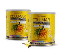 Drasanvi COLLMAR Colageno Marino Hidrolizado + Cúrcuma con Magnesio, Vitamina C, Ácido Hialurónico para bienestar articular y muscular, asimilación 9.355 mg/día, 2 x 300 g de polvo, Sabor Vainilla