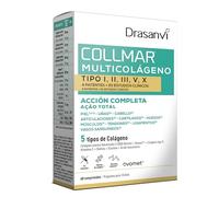 Drasanvi Collmar Multi Colageno en Comprimidos | Colágeno Hidrolizado Tipos I, II, III, V y X | Con Ovomet, Vitamina C y Biotina | 60 Comprimidos | Suministro de 30 Días