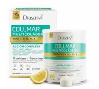 Drasanvi Collmar Multi Colageno Hidrolizado Puro en Polvo | 12 g de Colágeno Tipo I, II, III, V y X al día | Con Ovomet, Vitamina C, Biotina y Ácido Hialurónico | Suministro de 20 Días | Sabor Limón