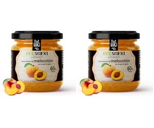Drasanvi ECOSANA MERMELADA DE MELOCOTÓN CON SIROPE DE AGAVE CERTIFICADO BIO by - 60% FRUTA - VEGANO - SIN GLUTEN - 260g (Paquete de 2)