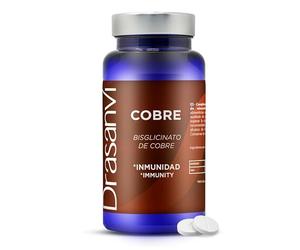 DRASANVI MINERAL BISGLICINATO DE COBRE | Alta biodisponibilidad | Suplemento de COBRE | Cabello, Piel y Uñas | Protege la salud cardiovascular | 2500µg | Sistema inmunitario | 90 comprimidos = 90 días
