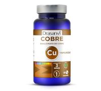 DRASANVI MINERAL BISGLICINATO DE COBRE - Relacionado con numerosas funciones esenciales - Mayor biodisponibilidad - VEGANO - SIN GLUTEN - 90 comprimidos