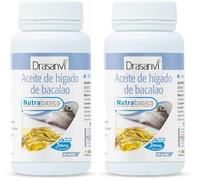 DRASANVI NUTRABASICS ACEITE DE HÍGADO DE BACALAO - Vitamina E - Rico en Ácidos grasos Omega 3 + Vitaminas A y D - SIN GLUTEN - 90 perlas (Paquete de 2)