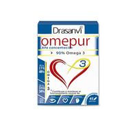 DRASANVI Omepur 3 rico en ácidos Grasos Omega 3 |Alta Concentración DHA y EPA | para la vista, el Corazón y el Cerebro | Contiene Vitamina E | Perla Gastroprotegida | 45 Perlas = 45 Días