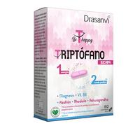 DRASANVI Triptófano Bicapa | para la Ansiedad, Cansancio e Insomnio | Capa lenta con Azafrán, Rhodiola y Ashawganda | capa rápida con Triptófano y Magnesio| 60 Comprimidos= 60 Días