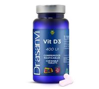Drasanvi Vitamina D3 Infantil 400 UI Masticable | 60 Comprimidos para Niños 3+ | Desarrollo Óseo y Defensas | Colecalciferol | Sin Gluten