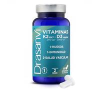 Drasanvi Vitamina K2 MK7 + D3 Vegetal | 200 µg + 2000 UI | 60 Comprimidos | Favorece la absorción de calcio y apoya al sistema cardiovascular y arterial