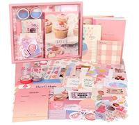 Draupnir 344 Pieza Kawaii Estética Scrapbook Kit, Rosa Bullet Journal Kit con el Diario Scrapbook Accesorios, Cuaderno A6 Cuadrícula, DIY Regalo para Chicas Adolescentes - Bonito