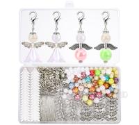 Draupnir Juego de 60 Colgante Angel de la Guarda Hacer tú Mismo, Llavero Angel Perlas, Kit DIY Artesanía para Navidad, Comunión, Cumpleaños, Boda, Manualida