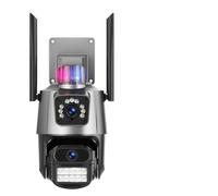 DRAUXI Cámara De Videovigilancia IP 9MP con Tres Lentes, Zoom 8X, Seguridad Pantalla Dual For Exteriores, Seguimiento Automático Detección de Movimiento(4MP Camera with 128G)