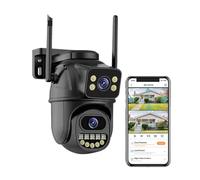 DRAUXI Cámara de vigilancia 4K 8MP, Lente Dual, Zoom Digital 4X, detección Humana AI, cámaras IP PTZ Seguridad for Exteriores Detección de Movimiento(4MP with 64G Card)