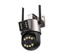 DRAUXI Cámara IP 4K De 8MP, For Exteriores, Tres Lentes, Zoom 8X, Detección Humana Ai, Seguimiento Automático, Vigilancia Detección de Movimiento(2Lens NO SD Card)