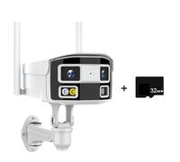 DRAUXI Cámara IP de Doble Lente 8MP y 180 °, cámara Seguridad panorámica PoE 2K 4MP, Tipo Bala con detección Humana 4K, vigilancia en Exterior NVR Detección de Movimiento(8MP WiFi with 32G)