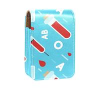 draw blood blood type - Estuche portátil para pintalabios para viajes, mini caja de almacenamiento de lápiz labial con espejo para mujeres y mujeres, bolsa de cosméticos de cuero, Varios colores, 9.5x2x7 cm/3.7x0.8x2.7 in