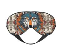 Draw02 Máscara de sueño para los ojos con motivos de lobo que bloquea perfectamente la luz para hombres y mujeres, suave y cómoda para viajar