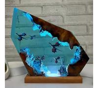 Drawelry 3D Marinos de Nocturna luz en Resina Epoxi Adornos con Madera Base USB Cable Marina Figuras Deco LED Lámpara de Escritorio Decoracion Cumpleaños Navidad Regalos para Familia Amigos (B3, S)