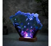 Drawelry 3D Océano Lámpara de Resina Epoxi Adornos con Madera Base Cable USB Escritorio Luz Nocturna LED Ballena Tiburón Buceador Figuras Mundo Submarino Decoración Navidad Cumpleaño Regalos (C8, S)