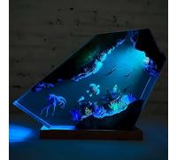 Drawelry Lámpara de Noche Oceánica en Resina Epoxi, Escultura 3D de Animales Marinos Orca Tortuga Ballena con Base de Madera, Luz LED Ambiental para Decoración del Hogar, Regalo Creativo Único (A8)