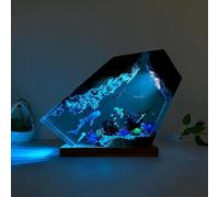 Drawelry Lámpara de Noche Oceánica en Resina Epoxi, Escultura 3D de Animales Marinos Orca Tortuga Ballena con Base de Madera, Luz LED Ambiental para Decoración del Hogar, Regalo Creativo Único (A5)