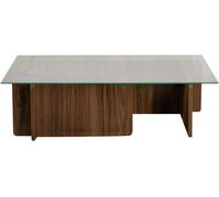 Drawer Mesa de centro de cristal templado y madera - madera oscura