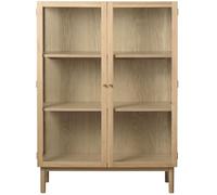 Drawer Vitrina de 2 puertas de vidrio templado y madera h140cm - madera clara