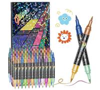 Drawing Markers - Double Tip Non Bleed Ink, Kids Coloring Marker Pens, Fine and Broad Point Art Tools, Graphic Illustration Category, Multi Color Set for Crafting Classrooms Journals and Sketches
