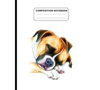 Drawing Of A Boxer Dog Sleeping Peacefully College Ruled Composition NoteBook: Glossy Paperback Notebook: 120 Pages Size 8.5 Inches By 11 Inches