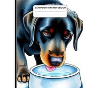 Drawing Of A Labrador Drinking From A Water Bowl College Ruled Composition NoteBook: Glossy Paperback Notebook: 120 Pages Size 8.5 Inches By 11 Inches