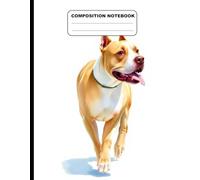 Drawing Of A Pitbull Walking College Ruled Composition NoteBook: Glossy Paperback Notebook: 120 Pages Size 8.5 Inches By 11 Inches