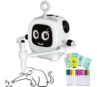Drawing Robot for Kids - Recargable Interactive Learning Toy, Painting Robot with Educational Cards and Markers, AI Art Tutor, STEM Electronic Companion for Kids Ages 3-8 Birthday Home School Party